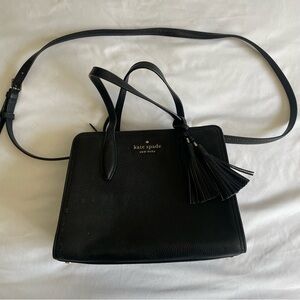 Kate Spade Rowe Small Zip Satchel Purse Crossbody Bag Pebbled Leather Classic
